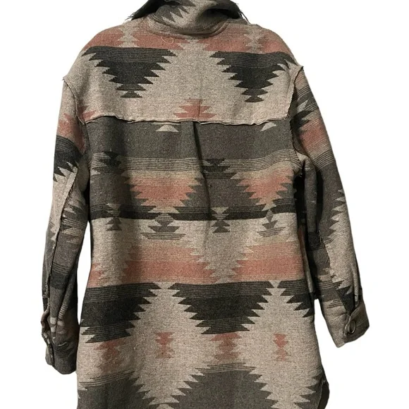 Grey and Pink Aztec Button Up Jacket Women’s - Picture 4 of 10